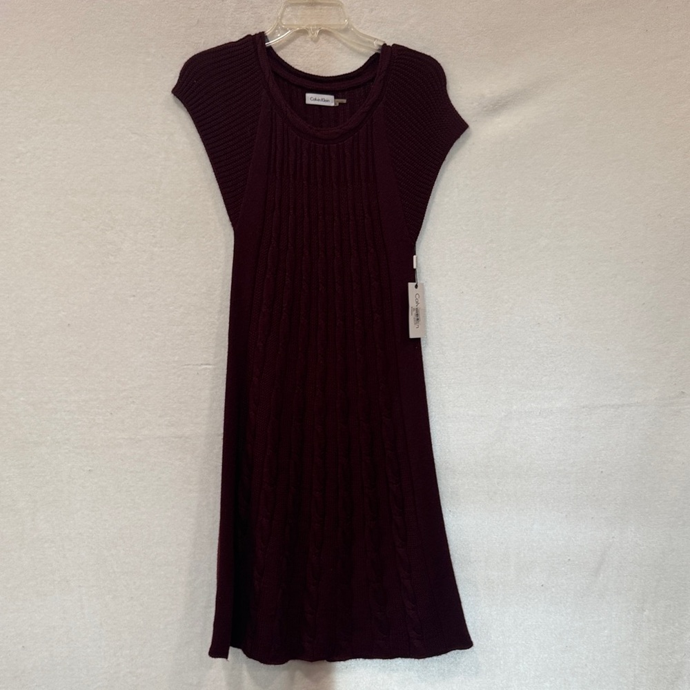 Calvin Klein wine color Midi  sweater Dress